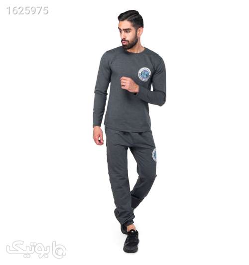 ست بلوز و شلوار مردانه یقه گرد گلگسی طوسی تیره طوسی 05 2026