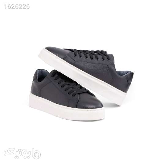 کفش روزمره مردانه چرم طبیعی بنددار مشکیسفید مشکی 05 2026