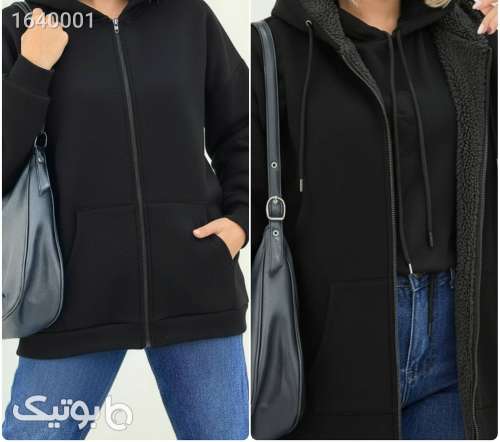 سوییشرت جلوزیپ ساده مشکی 05 2026